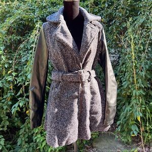 Yoki New York Outerwear Collection sz Medium grey + black wool w/ faux leather